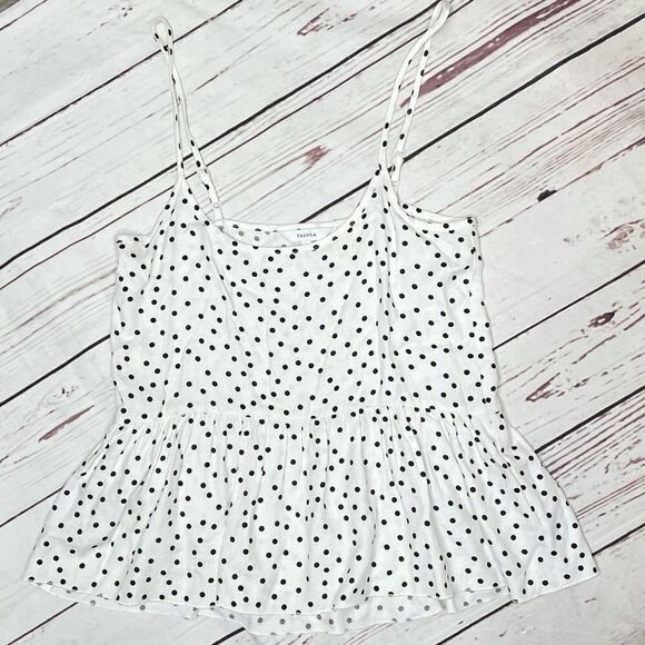 Talula Nerima White & Black Polka Dot Ruffle Bottom Tank - Picture 3 of 8